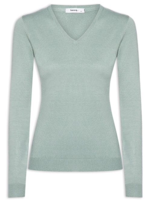 Suéter Feminino Gola V - Verde