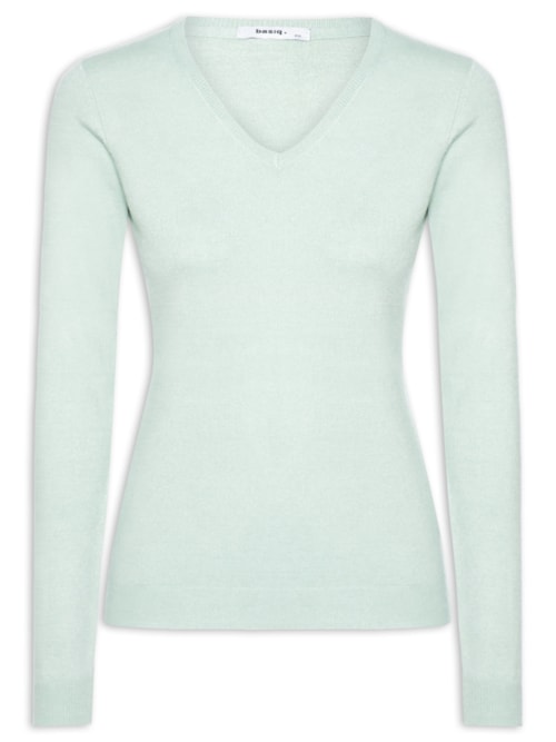 Suéter Feminino Gola V - Verde