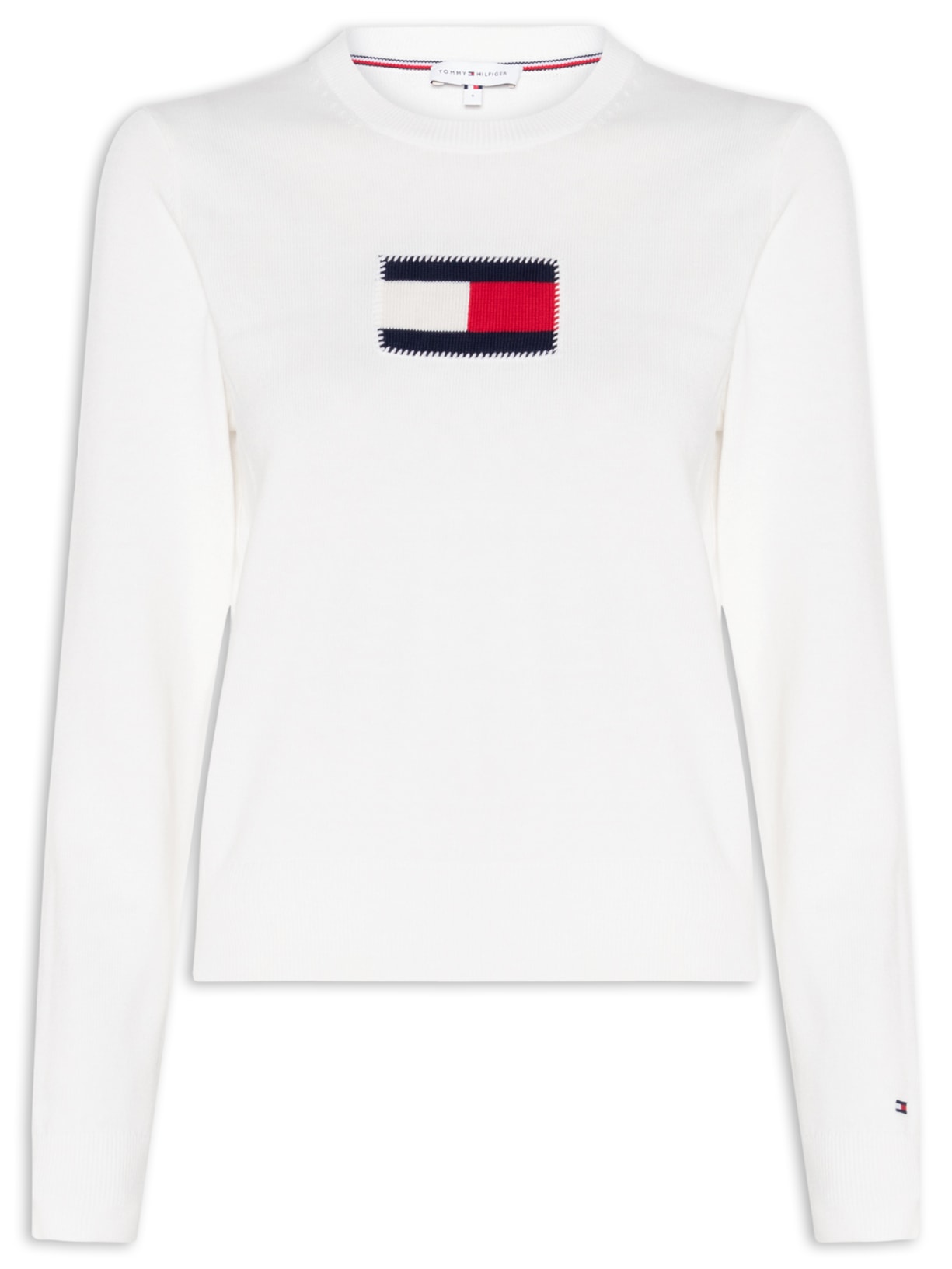Suéter Feminino Intarsia Graphic Ls C-NK Branco Tommy Hilfiger
