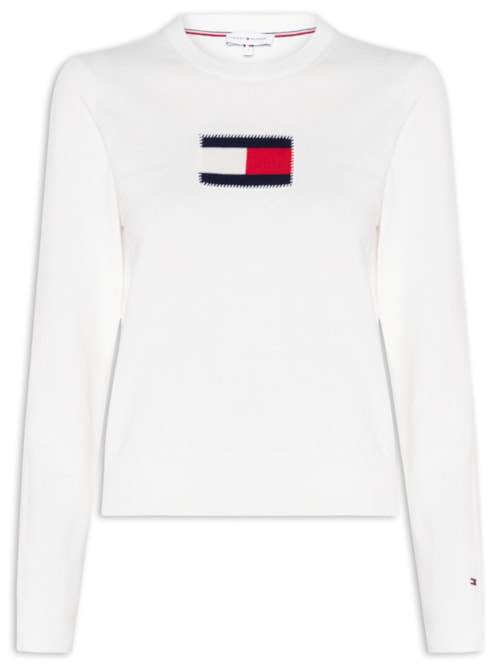 Suéter Feminino Intarsia Graphic Ls C-NK - Branco