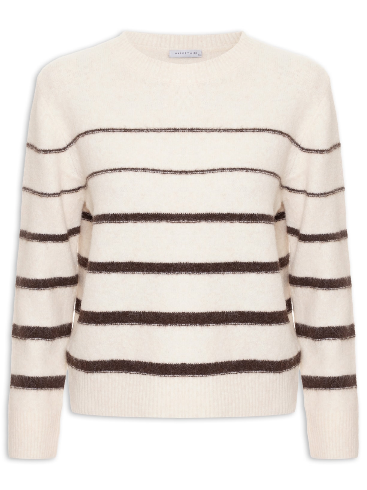 Suéter Feminino Listrado Bege Market 33