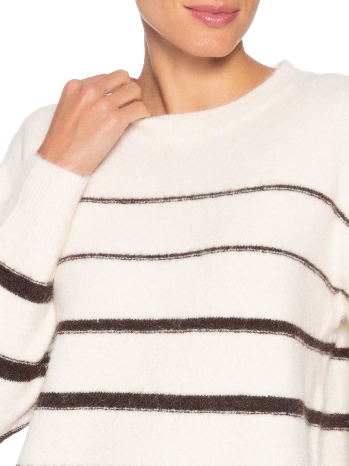 Suéter Feminino Listrado Bege Market 33