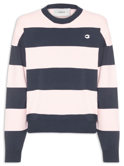Suéter Feminino Listrado Crewneck - Azul