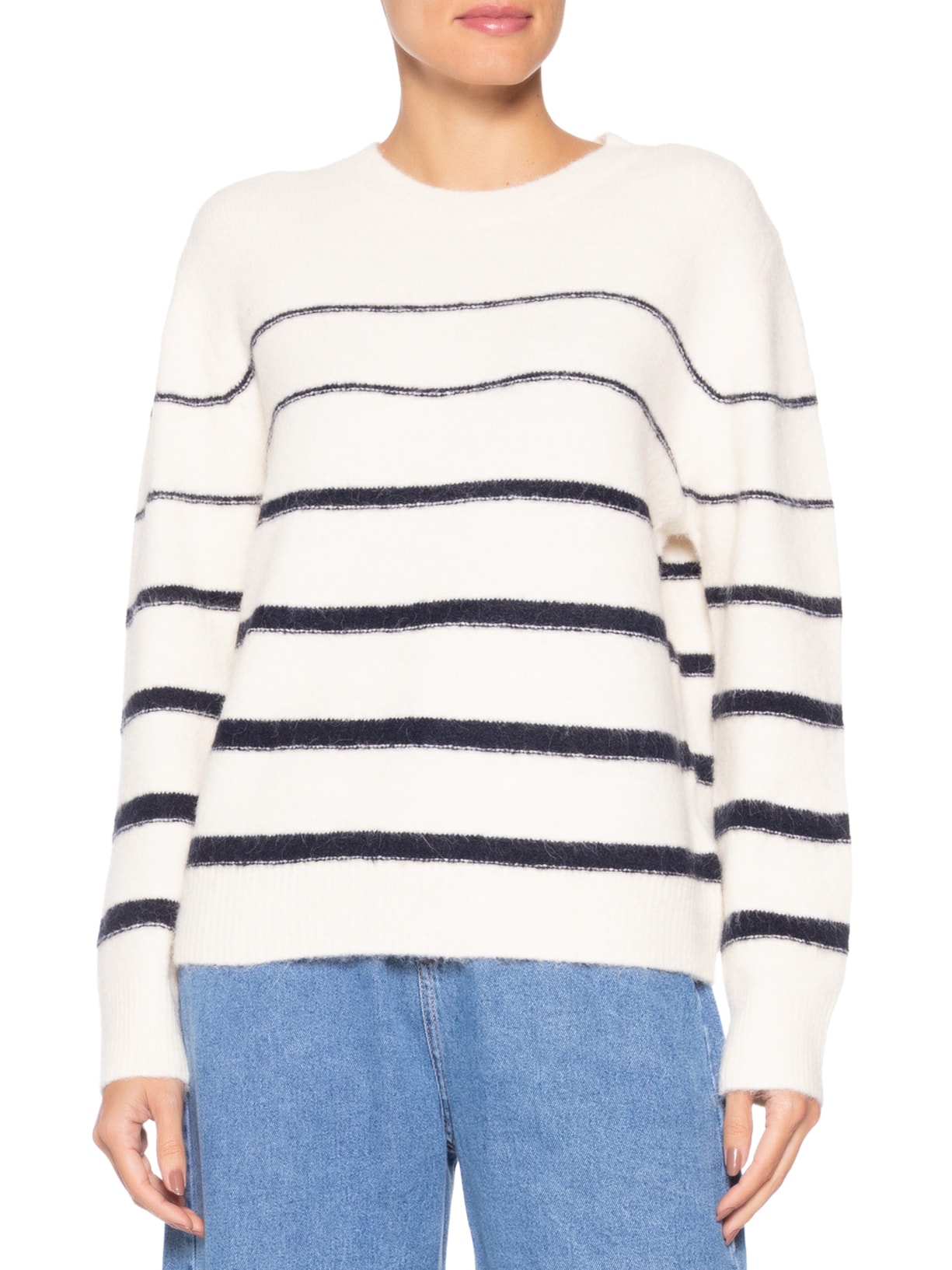 Suéter Feminino Listrado Em Tricot Off White Market 33