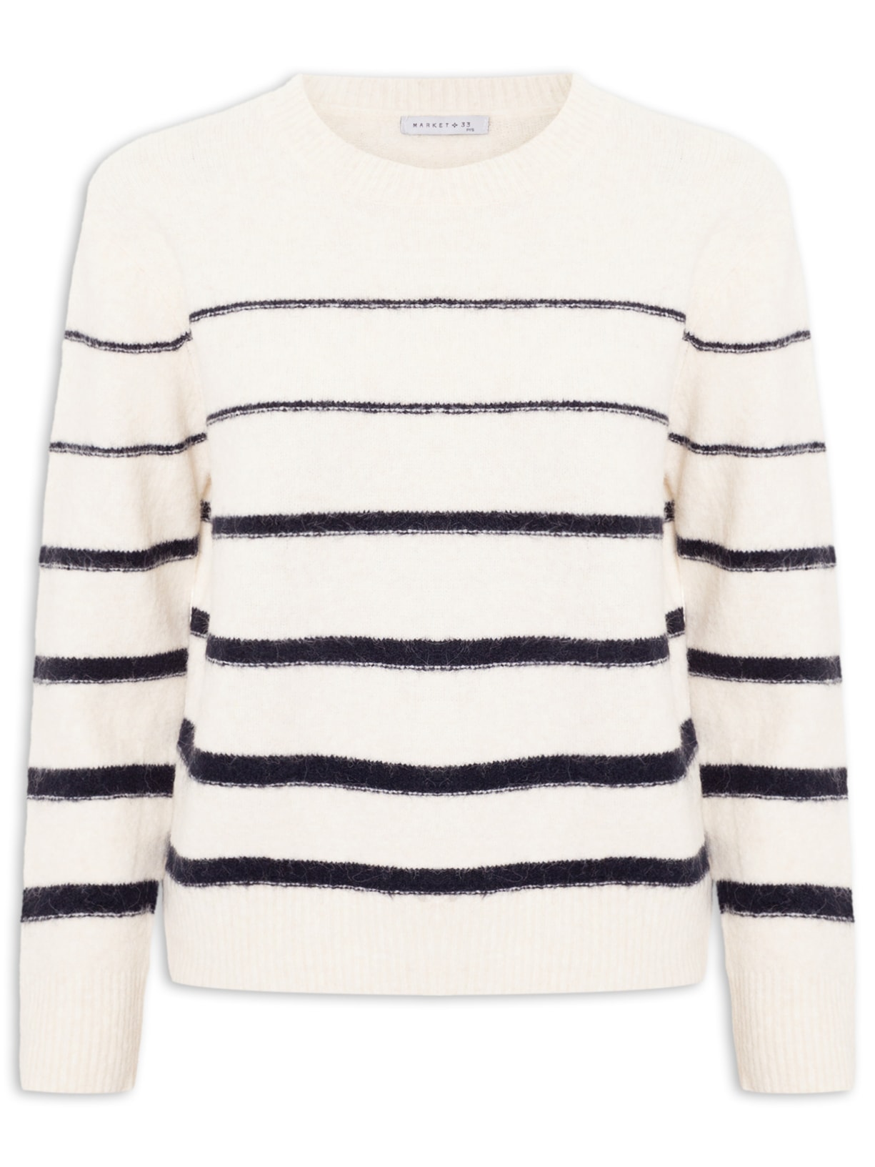 Suéter Feminino Listrado - Off White