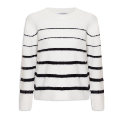 Suéter Feminino Listrado - Off White