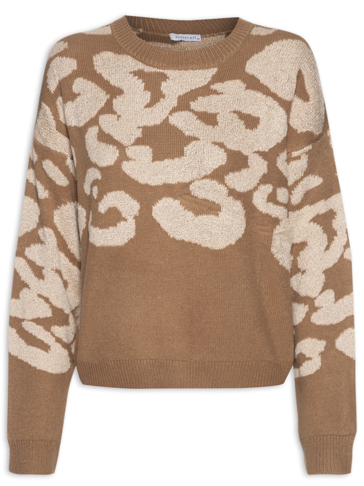 Suéter Feminino Manga Longa Onça - Marrom