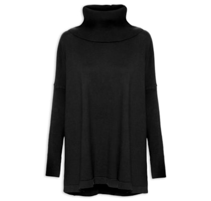 Suéter Feminino Maxi Pull Gola Boba - Preto
