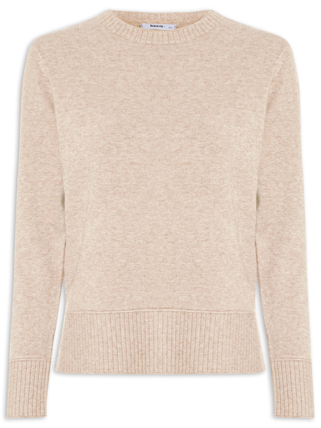 Suéter Feminino Oversized Básico Bege Basiq