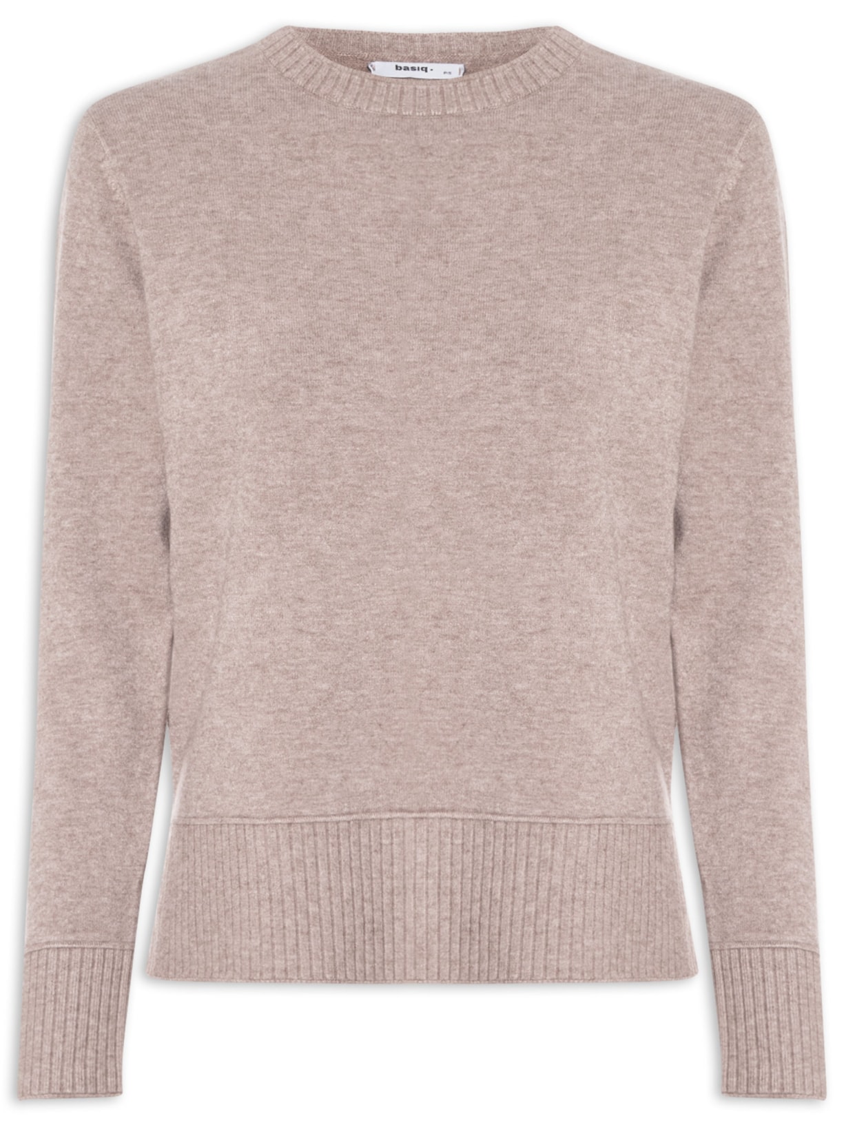 Suéter Feminino Oversized Básico Bege Basiq