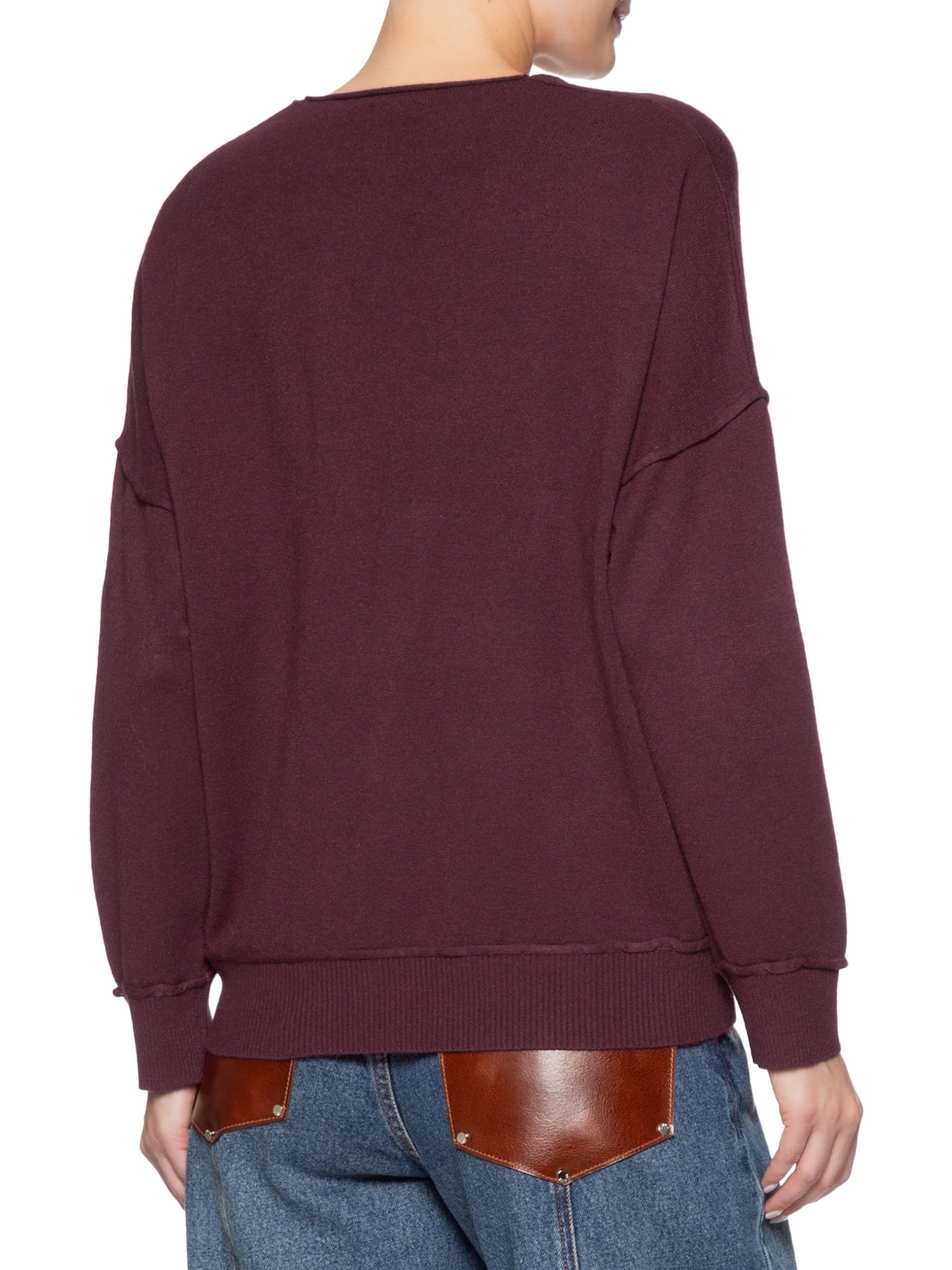 Suéter Feminino Oversized Decote V Vinho Basiq