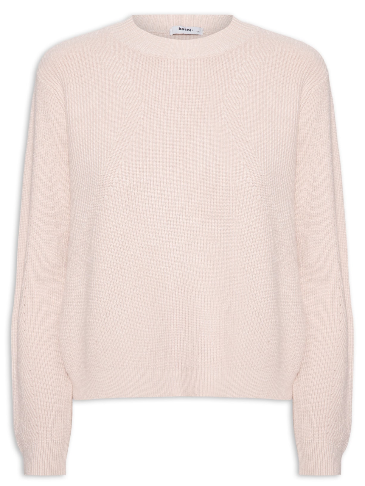 Suéter Feminino Oversized Gola Ribana Bege Basiq