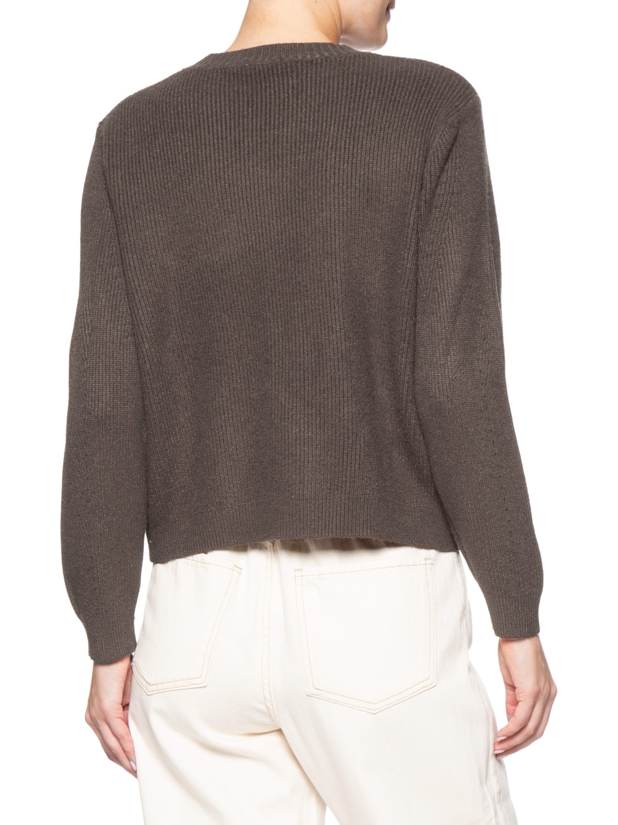 Suéter Feminino Oversized Gola Ribana Marrom Basiq