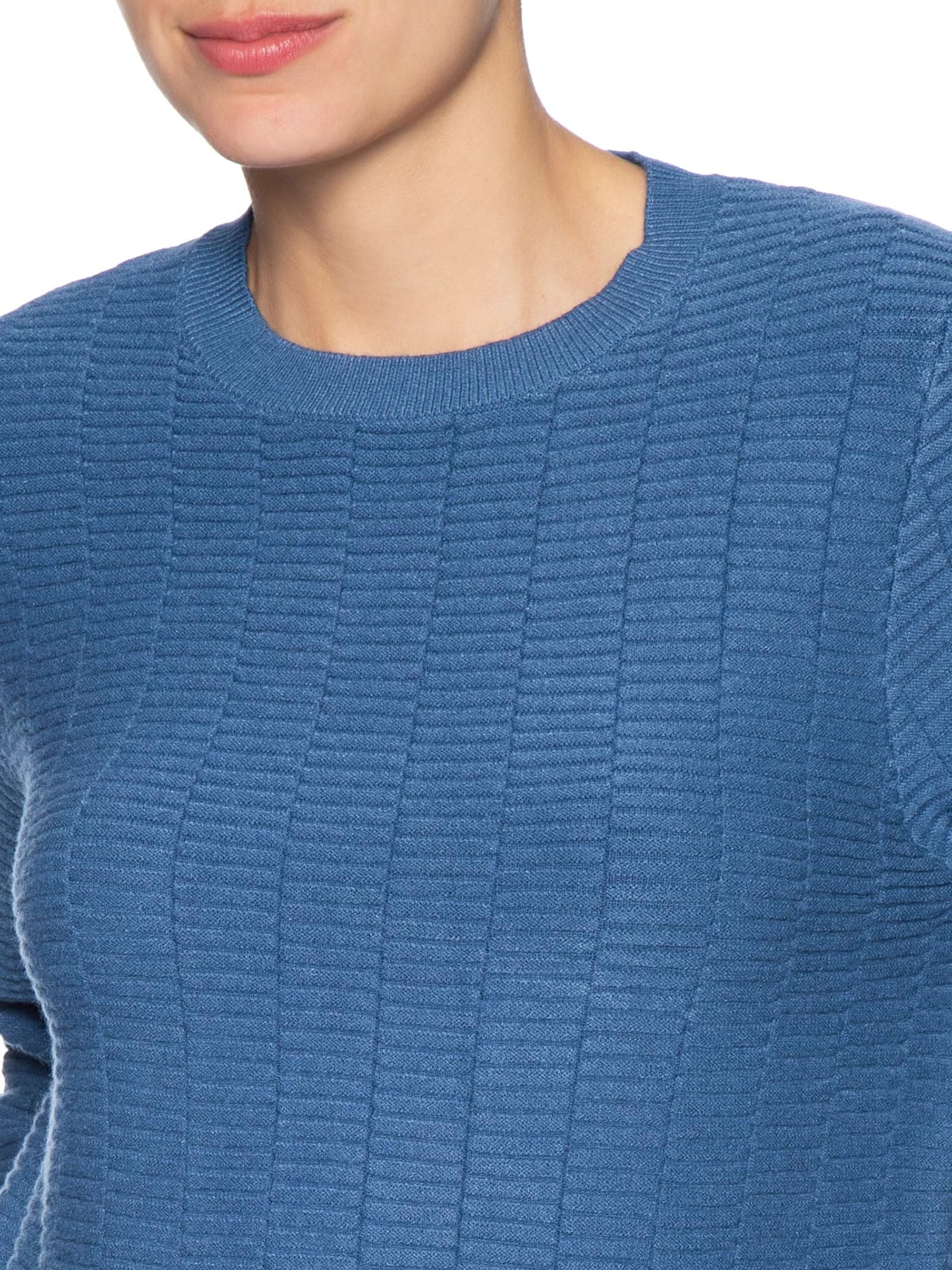 Suéter Feminino Oversized Texturizado Azul Basiq