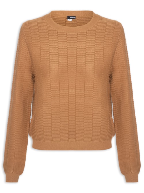Suéter Feminino Oversized Texturizado - Marrom