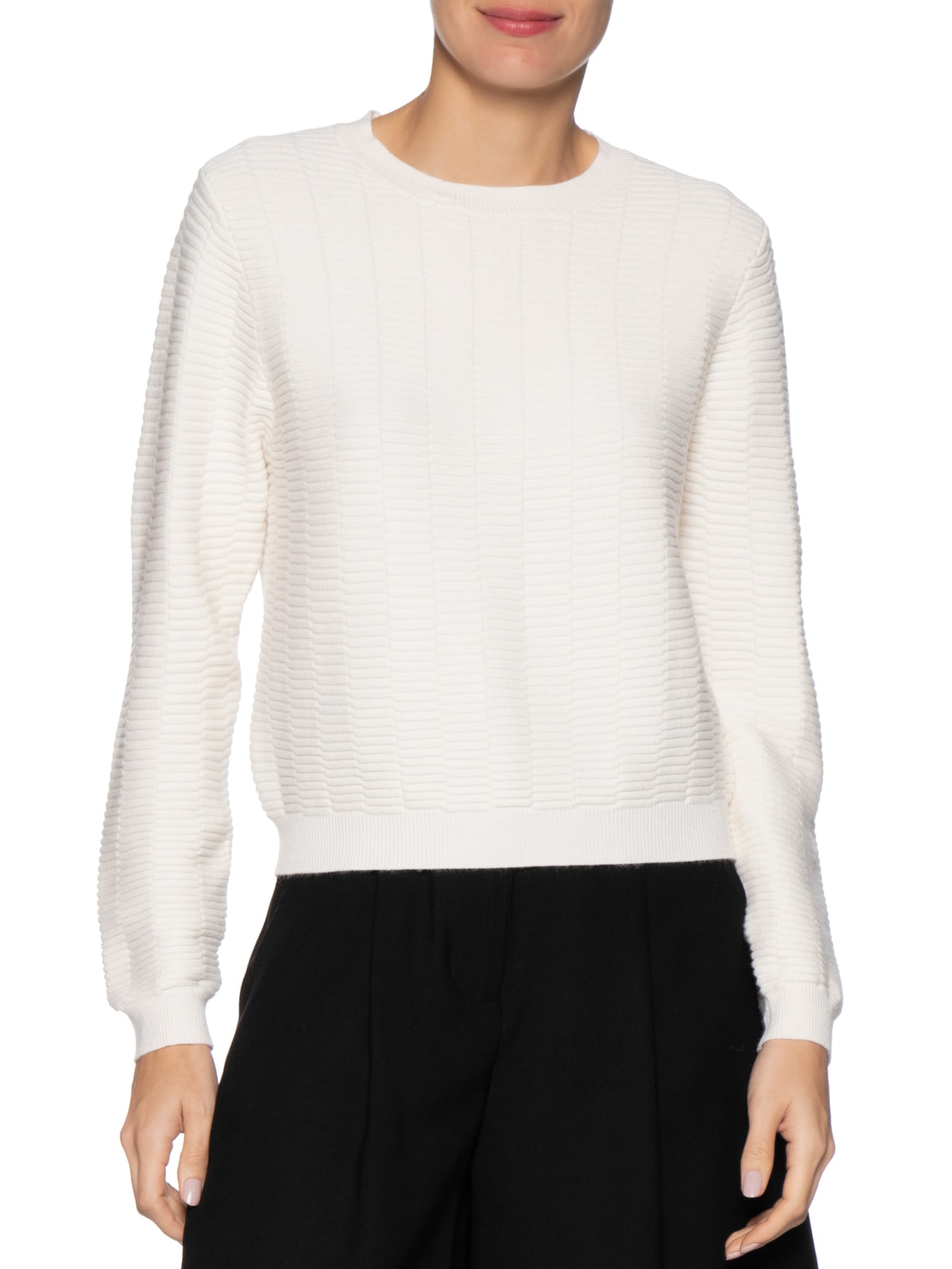 Suéter Feminino Oversized Texturizado Off White Basiq