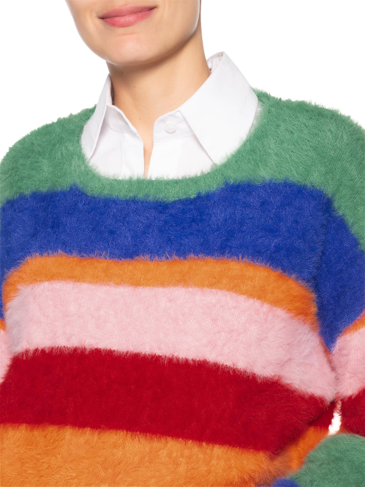 Suéter Feminino Pelinho Tricot Listra Verde Farm