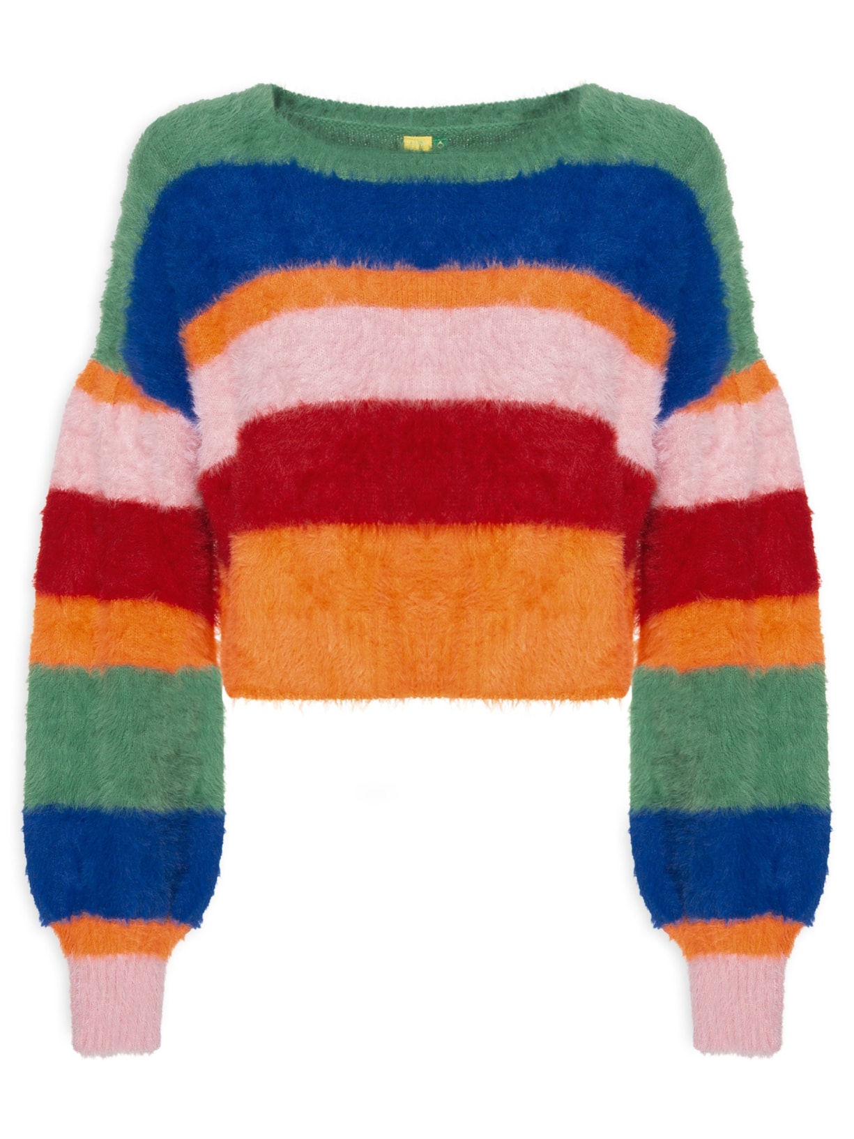 Suéter Feminino Pelinho Tricot Listra Verde Farm