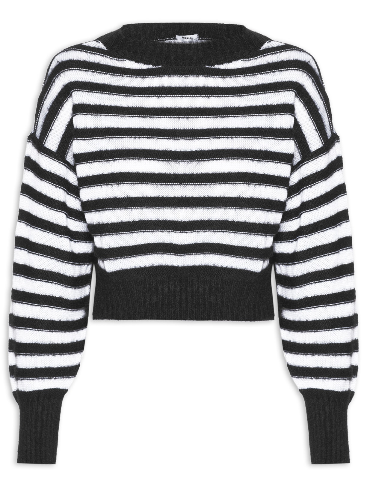 Suéter Feminino Pelúcia Listrado - Preto