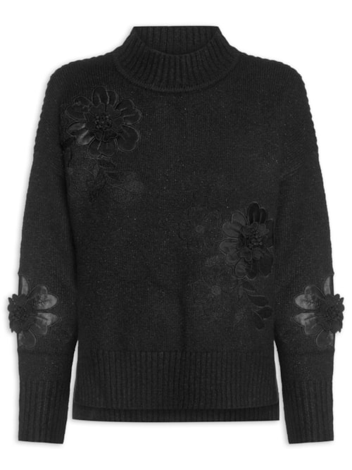 Suéter Feminino Pull June Tricot - Preto
