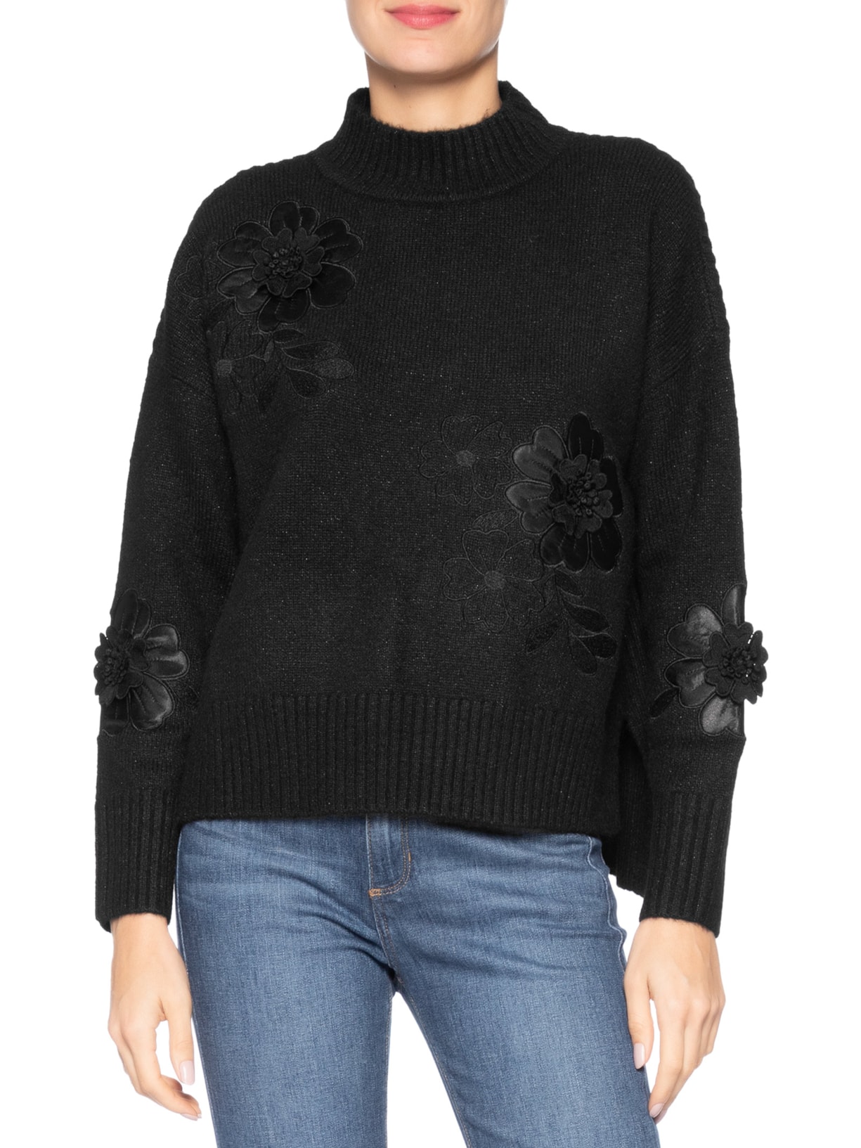 Suéter Feminino Pull June Tricot Preto Bo.bô
