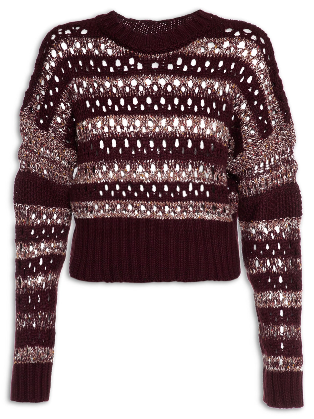 Suéter Feminino Pull Listras Tricot Com Lurex - Roxo