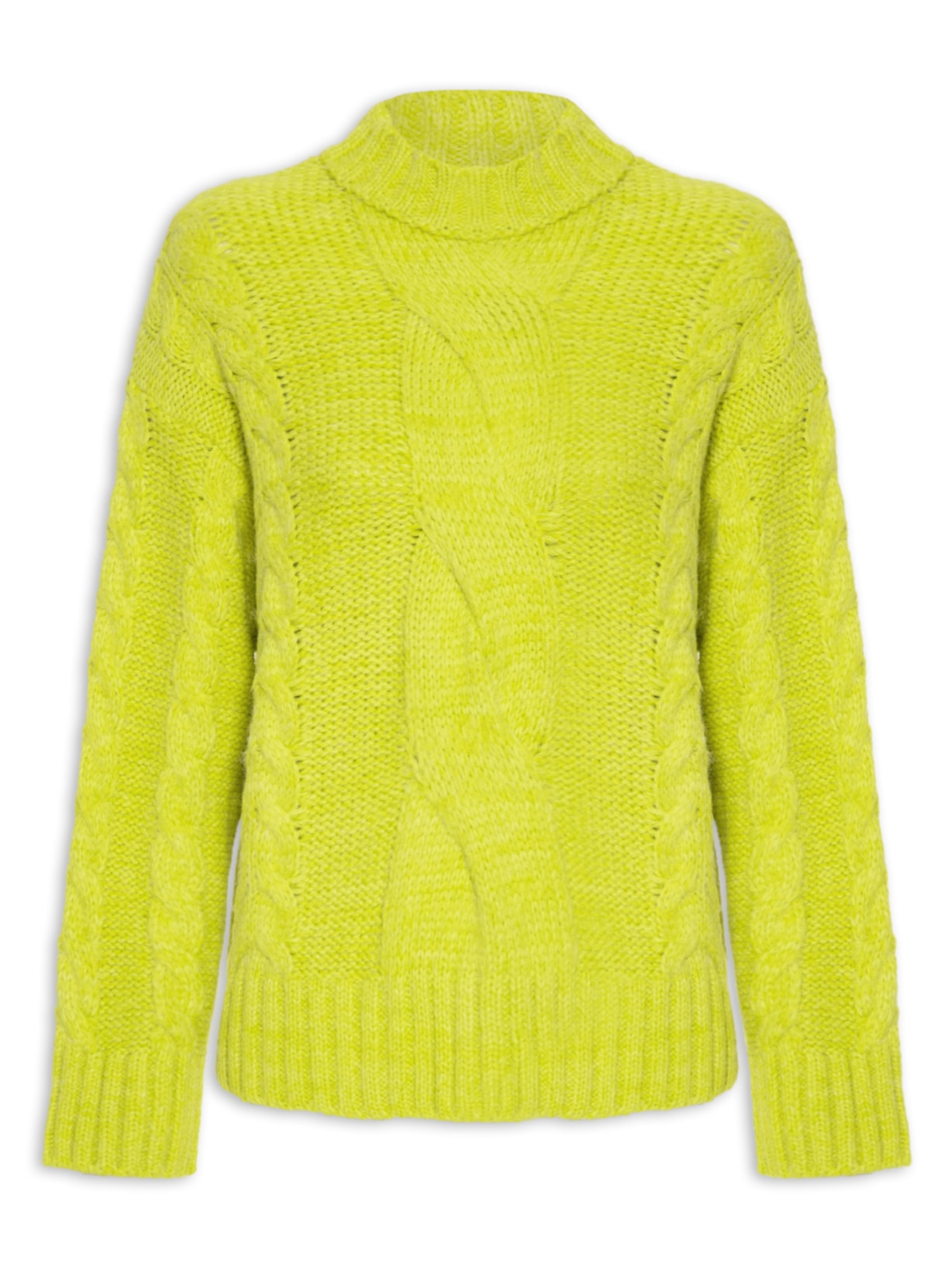 Suéter Feminino Pull Tranças Vibrantes Tricot - Verde