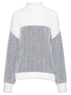 Suéter Feminino Pullover Chevron Sandra - Off White by TWENTY FOUR SEVEN
