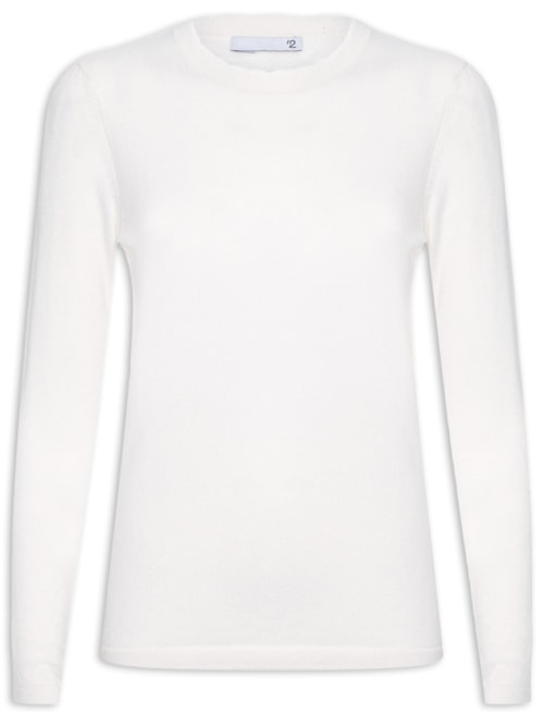 Suéter Feminino Puro Cashmere Gola Trabalhada - Off White