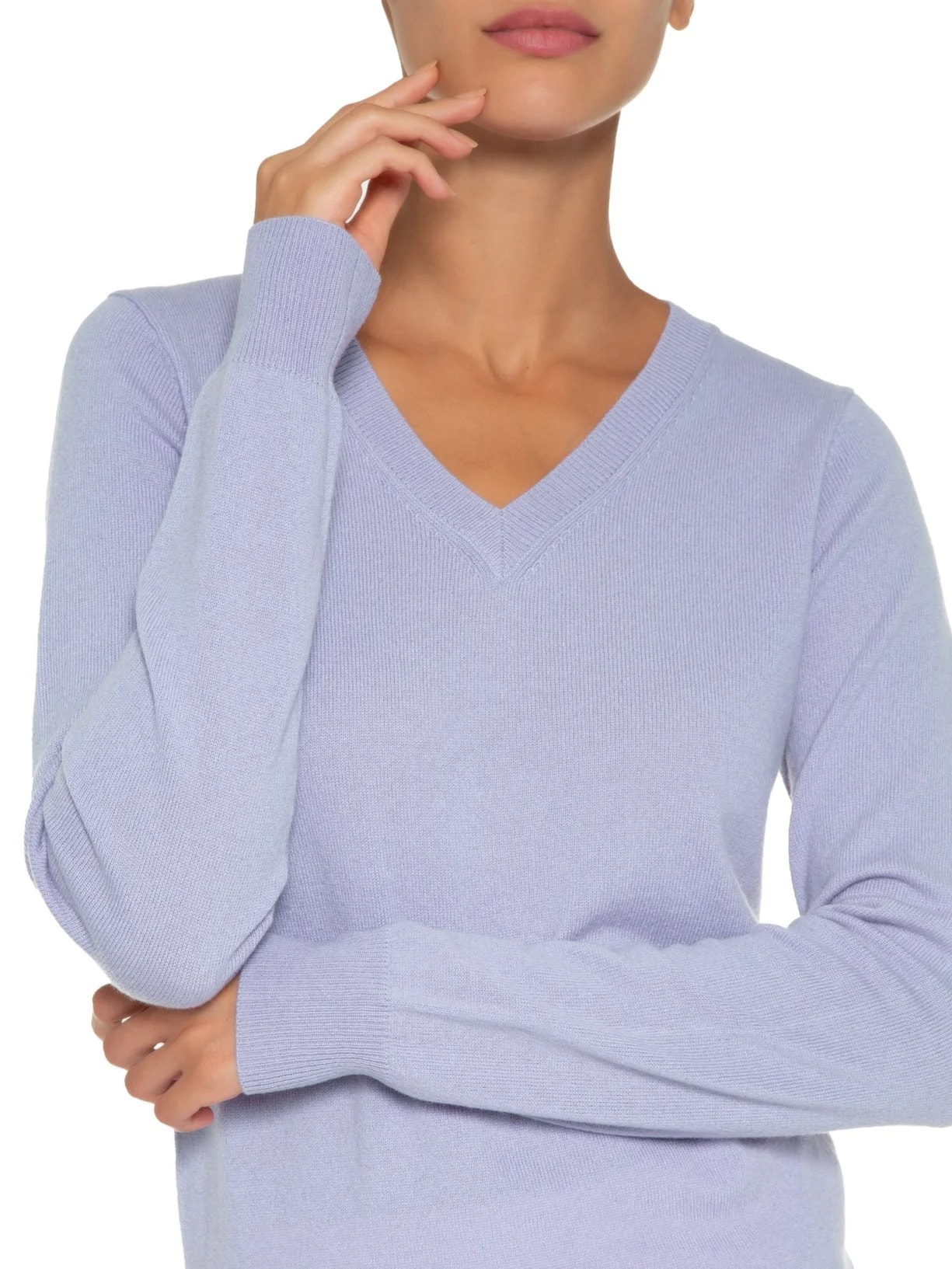 Suéter Feminino Puro Cashmere Gola V Lilás '2Essential