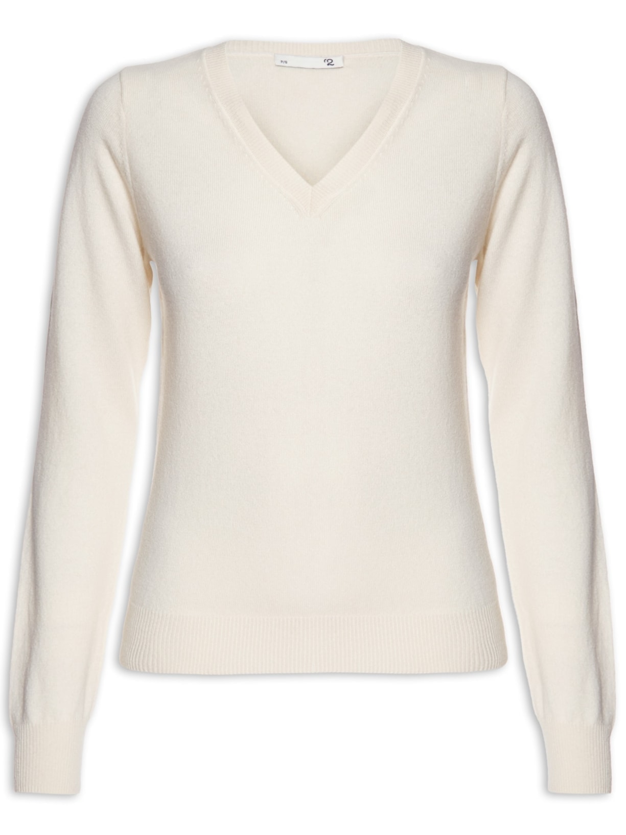 Suéter Feminino Puro Cashmere Gola V - Off White