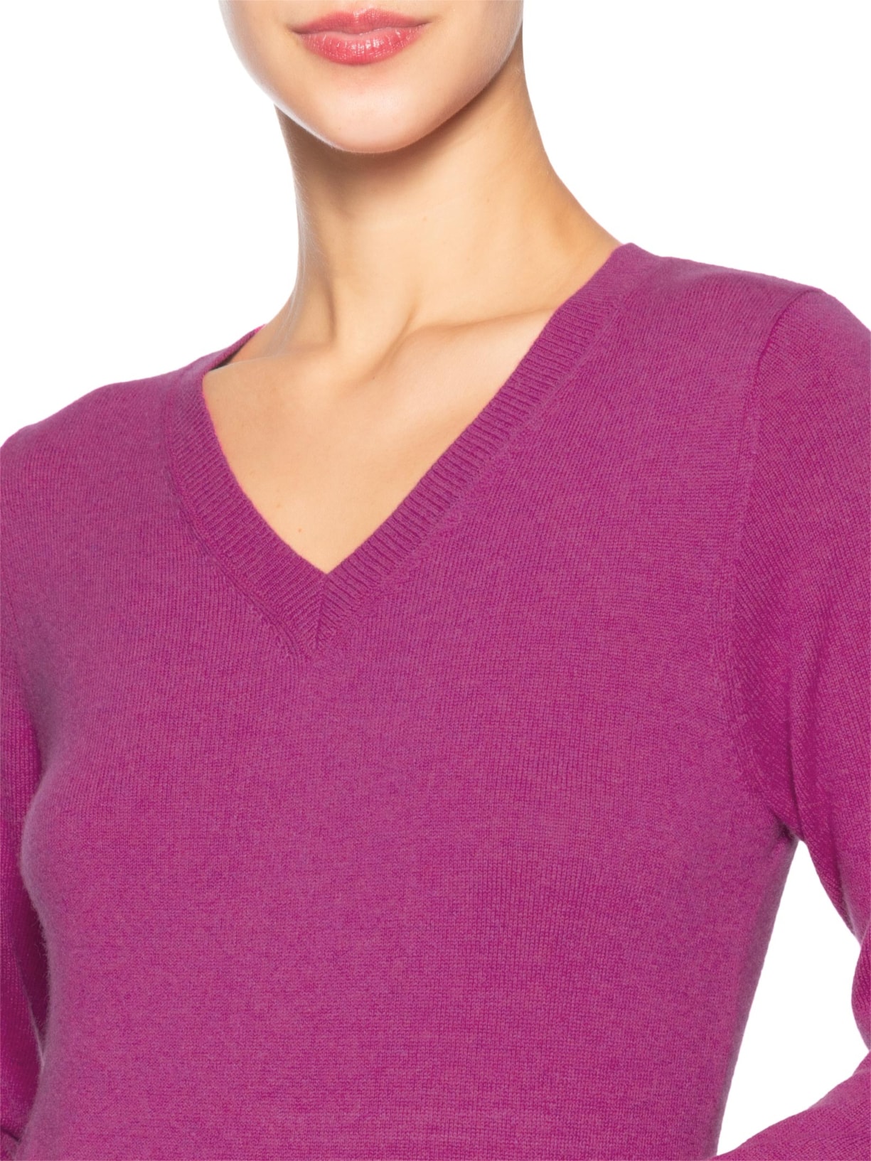 Suéter Feminino Puro Cashmere Gola V Rosa '2Essential