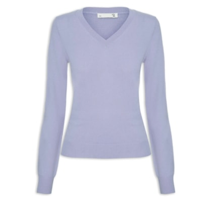 Suéter Feminino Puro Cashmere Gola V - Roxo