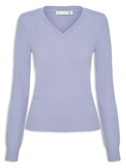 Suéter Feminino Puro Cashmere Gola V - Roxo