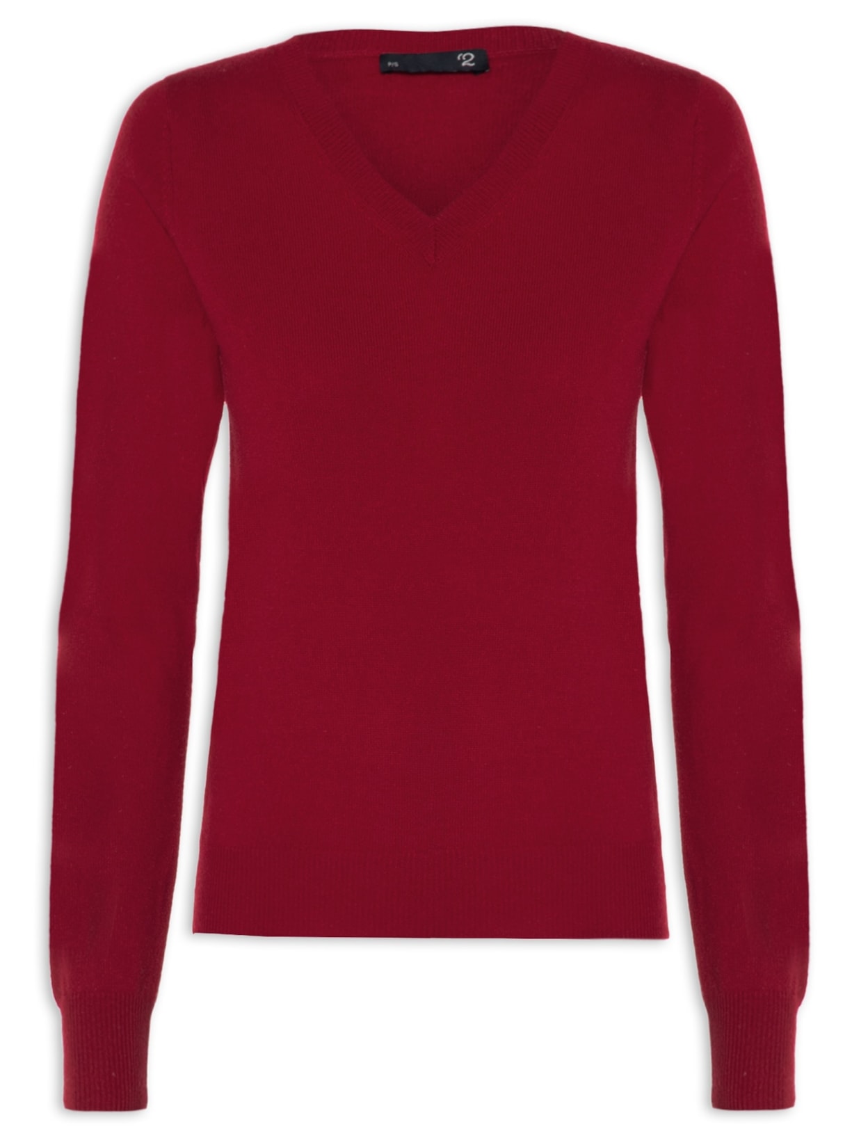 Suéter Feminino Puro Cashmere Gola V - Vermelho