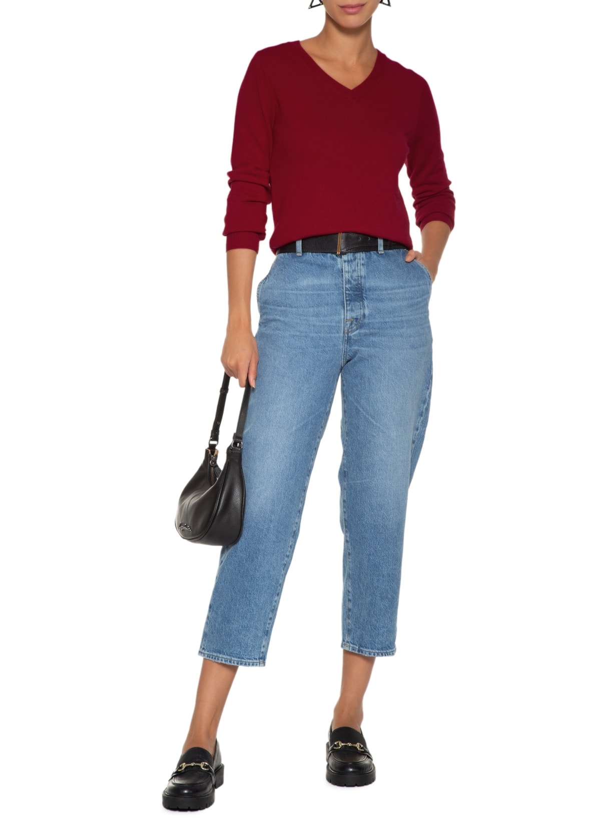 Suéter Feminino Puro Cashmere Gola V Vermelho '2Essential