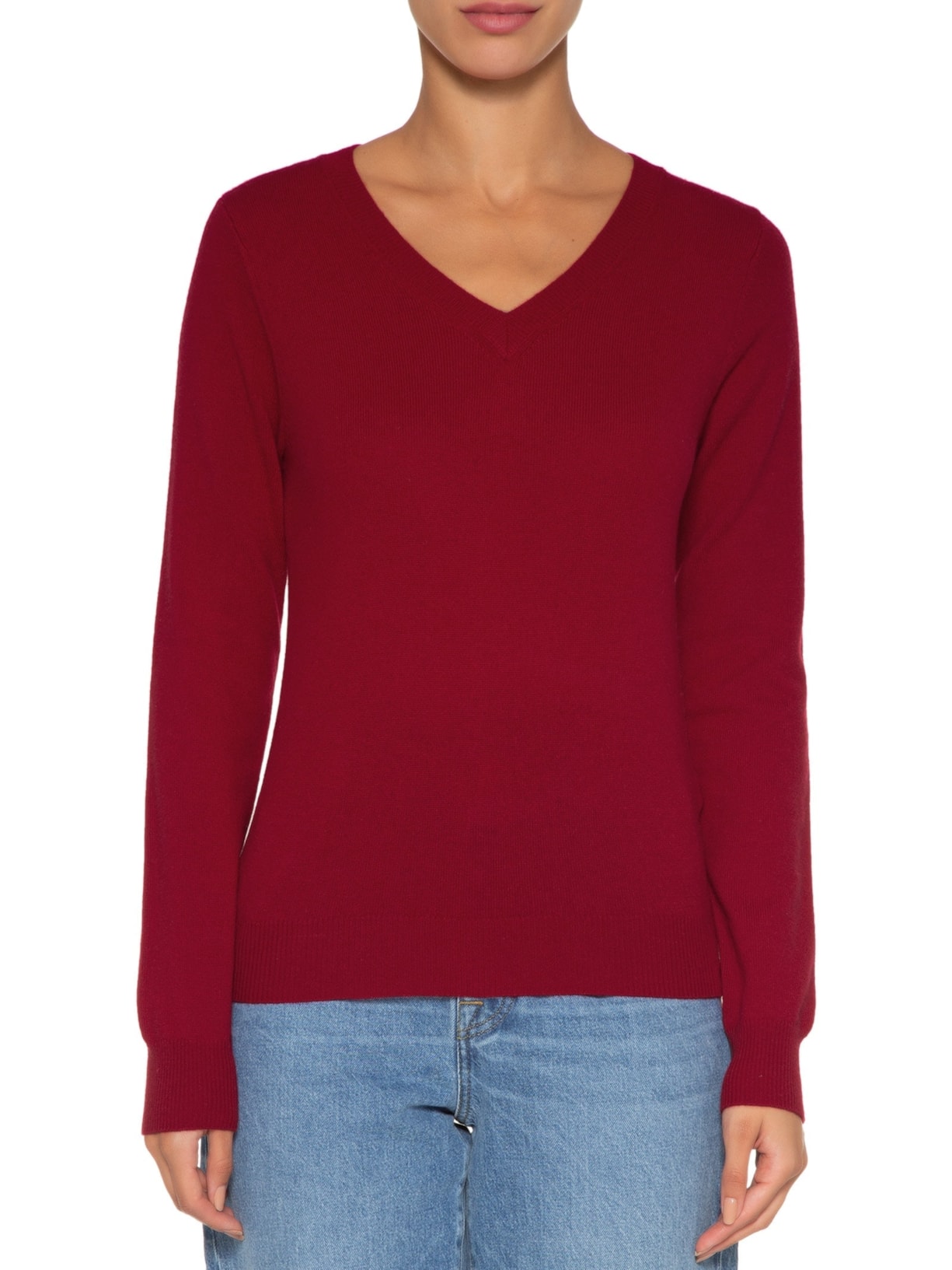 Suéter Feminino Puro Cashmere Gola V Vermelho '2Essential