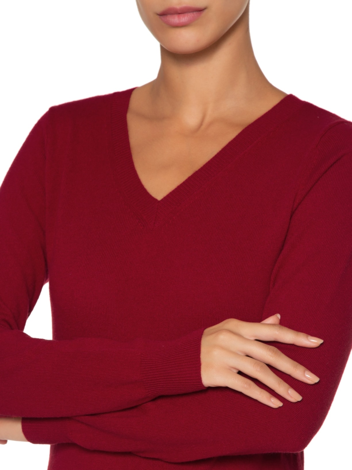 Suéter Feminino Puro Cashmere Gola V Vermelho '2Essential