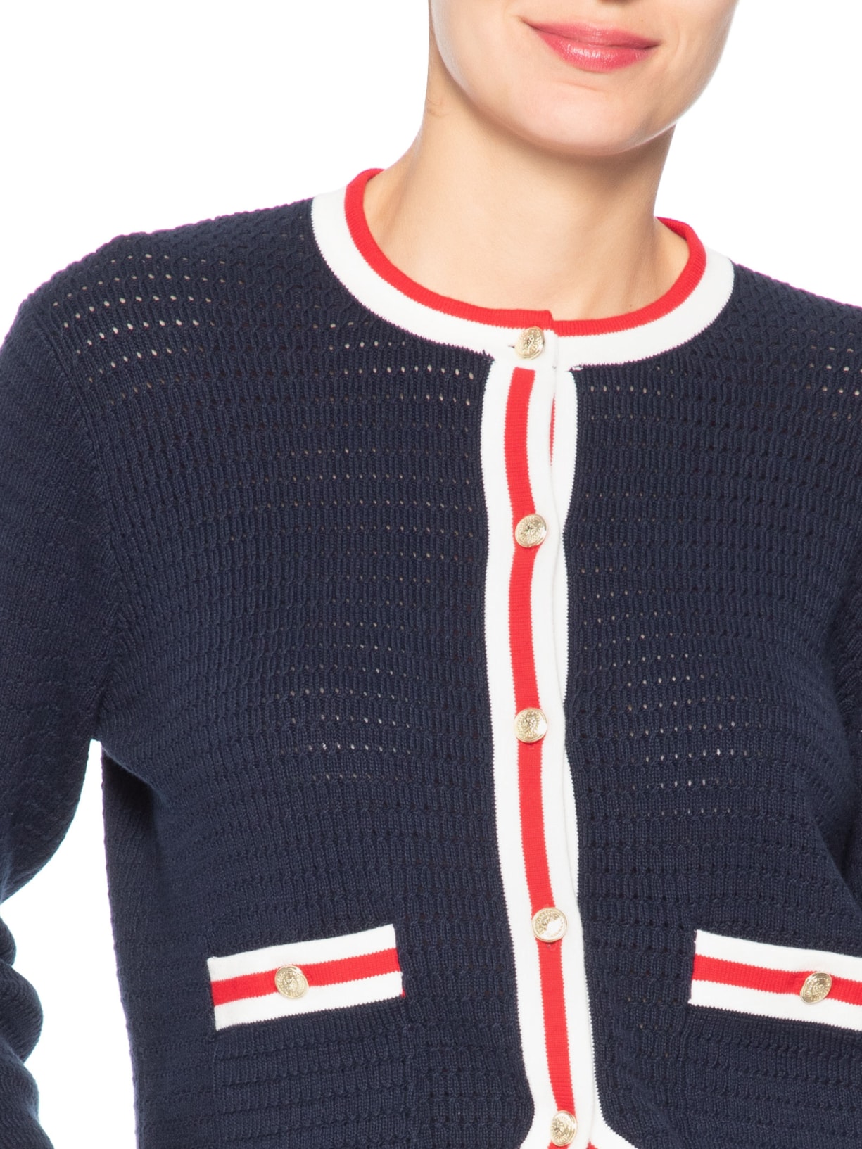 Suéter Feminino RWB Textured LS C-NK Azul Tommy Hilfiger
