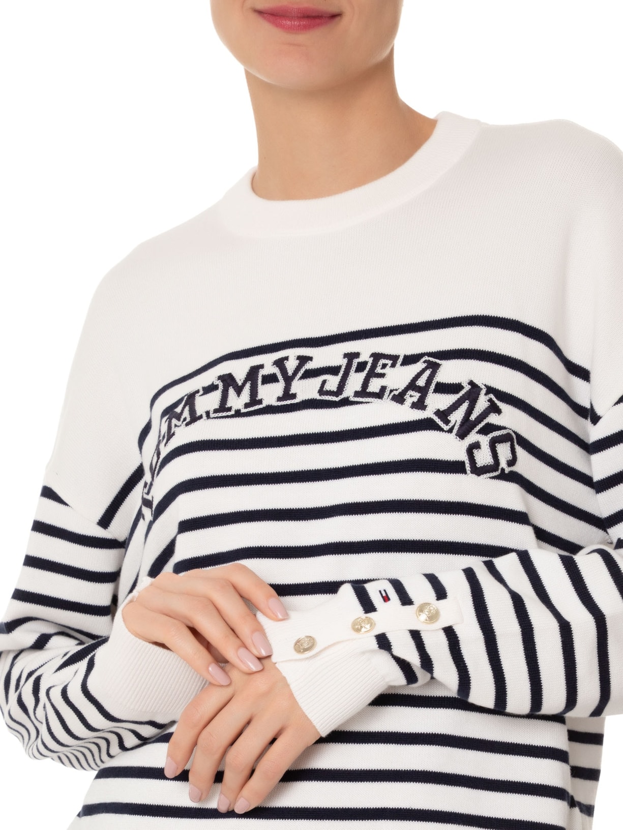 Suéter Feminino Stripe Varsity Branco Tommy Jeans