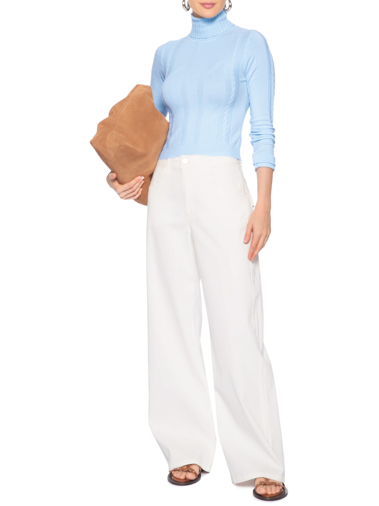 Suéter Feminino Texturizado Azul Basiq