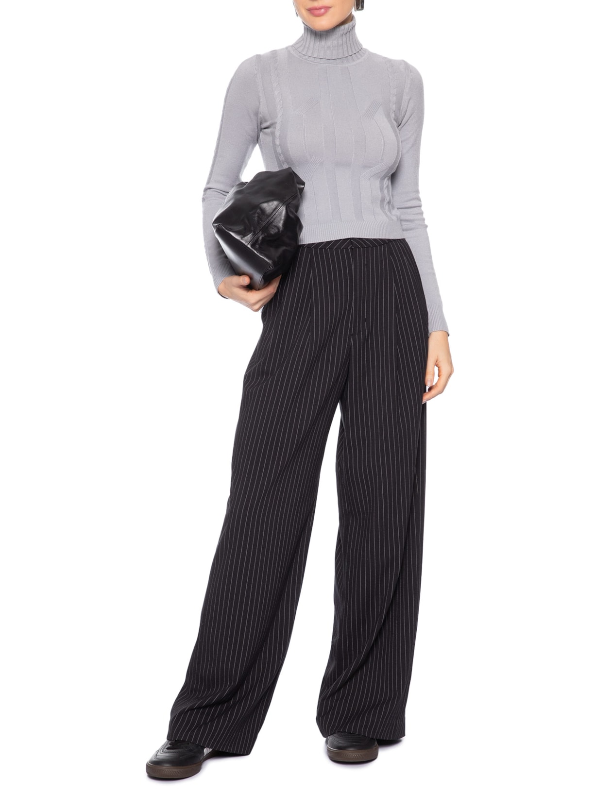 Suéter Feminino Texturizado Cinza Basiq