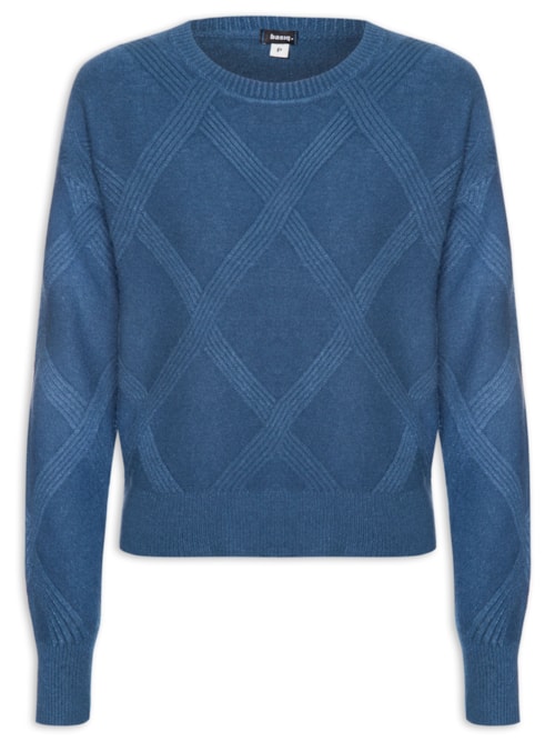 Suéter Feminino Texturizado Em Tricot - Azul