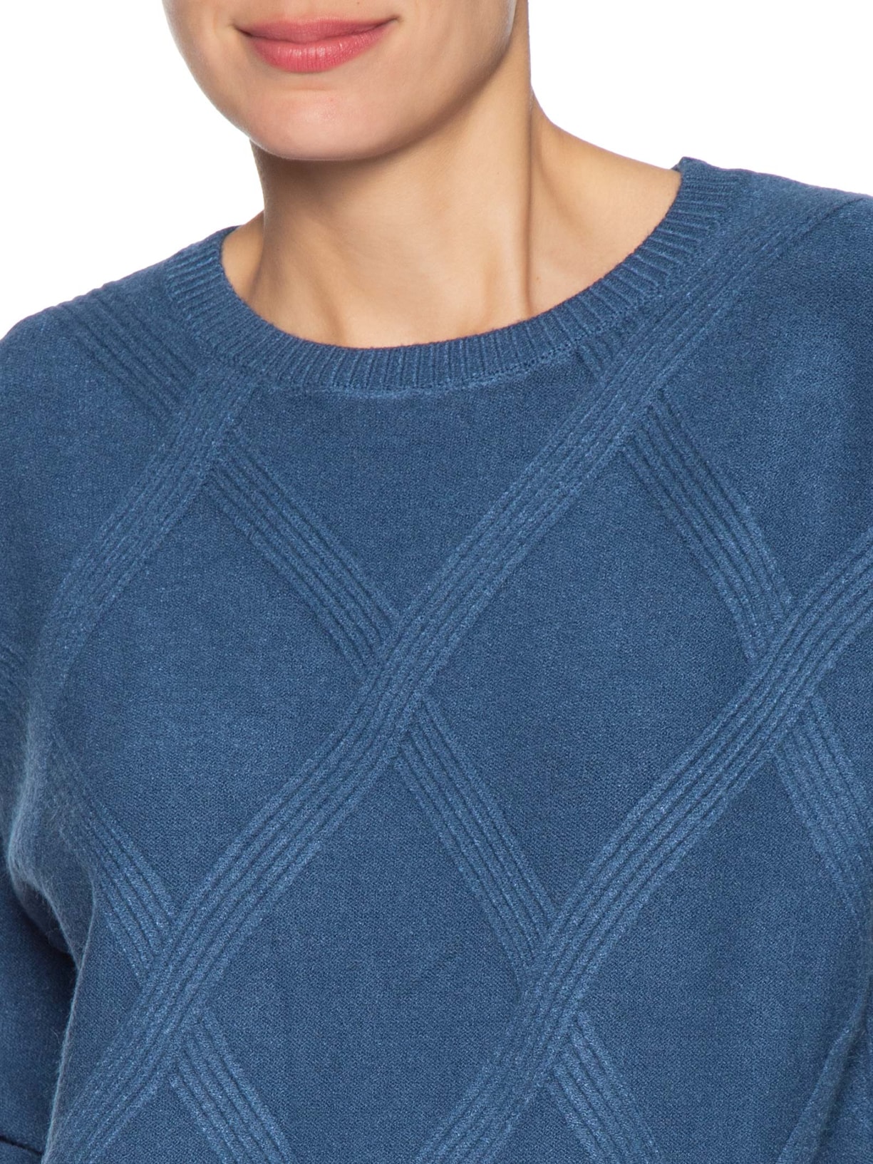 Suéter Feminino Texturizado Em Tricot Azul Basiq