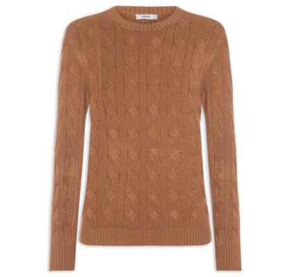 Suéter Feminino Texturizado Em Tricot - Bege