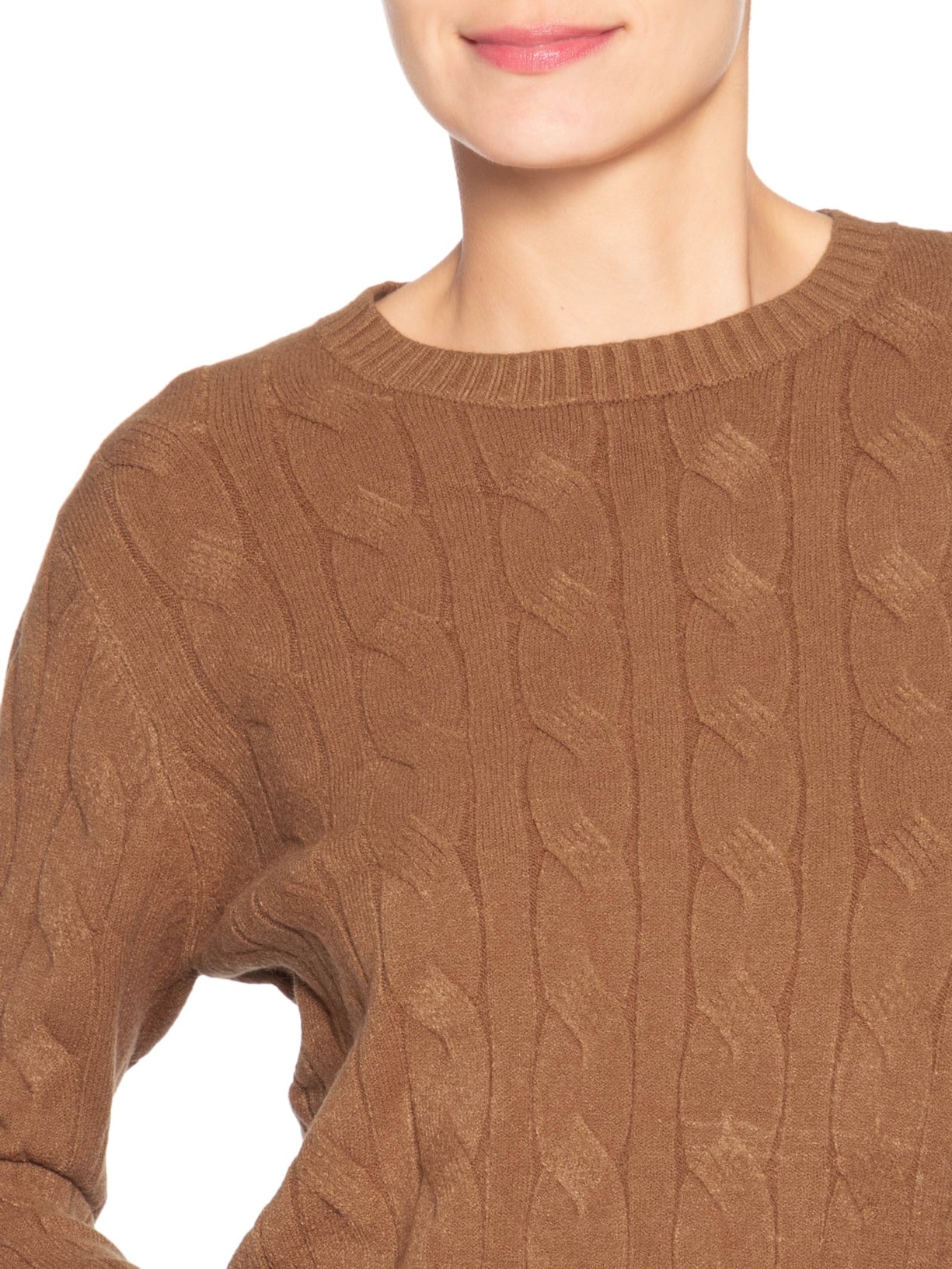 Suéter Feminino Texturizado Em Tricot Bege Basiq