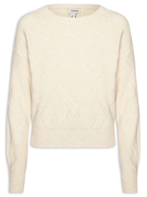 Suéter Feminino Texturizado Em Tricot - Bege
