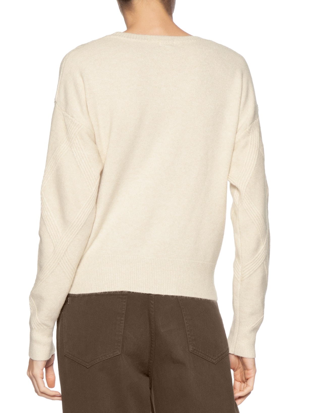 Suéter Feminino Texturizado Em Tricot Bege Basiq