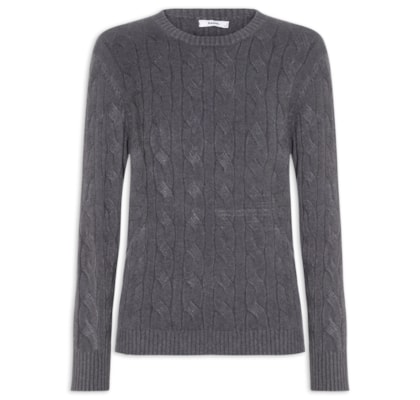 Suéter Feminino Texturizado Em Tricot - Cinza