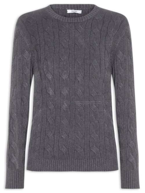 Suéter Feminino Texturizado Em Tricot - Cinza